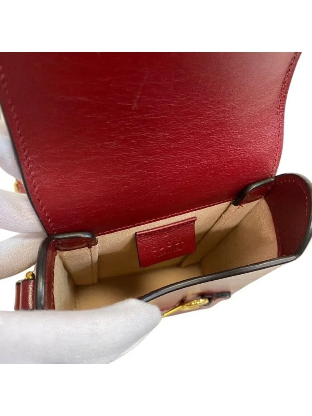 Gucci Horsebit Leather Shoulder Bag Red Crossbody Compact